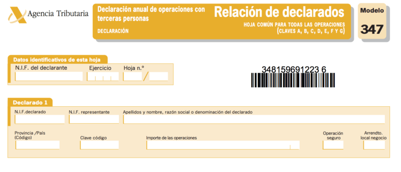 Rellenar el Modelo 347 Declarados