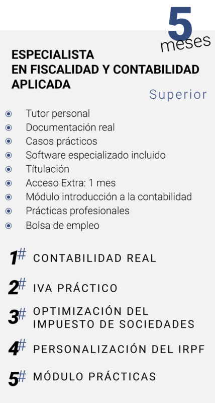 Especialista en Fiscalidad y contabilidad aplicada over